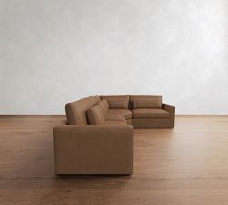 Westwood Fin Arm Deep Seat Leather 3-Piece Wedge Sectional (133&quot;)