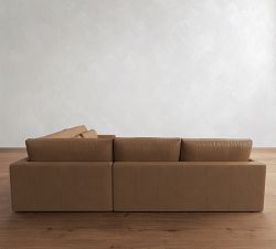 Westwood Fin Arm Deep Seat Leather 3-Piece Wedge Sectional (133&quot;)