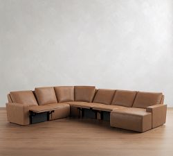Larkspur Leather Power Reclining L-Shaped Wedge Chaise Sectional (175"-188")