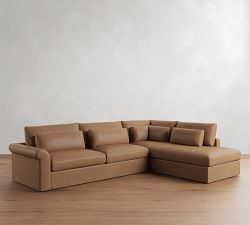 Westwood Roll Arm Deep Seat Leather Return Bumper Sectional (125&quot;-137&quot;)