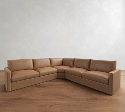 Westwood Slim Arm Leather 3-Piece L-Shaped Wedge Sectional (125")