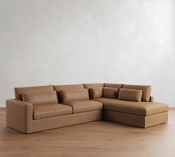 Westwood Square Arm Deep Seat Leather Return Bumper Sectional (122"-134")