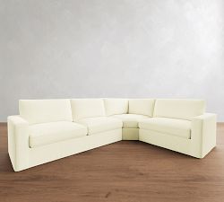 Westwood Square Arm Slipcovered 3-Piece Wedge Sectional (128&quot;)