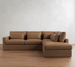 Westwood Square Arm Deep Seat Leather Return Bumper Sectional (122"-134")