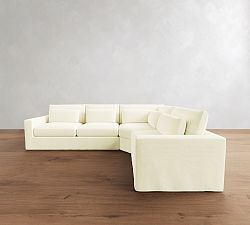 Westwood Square Arm Deep Seat Slipcovered 3-Piece Wedge Sectional (133")