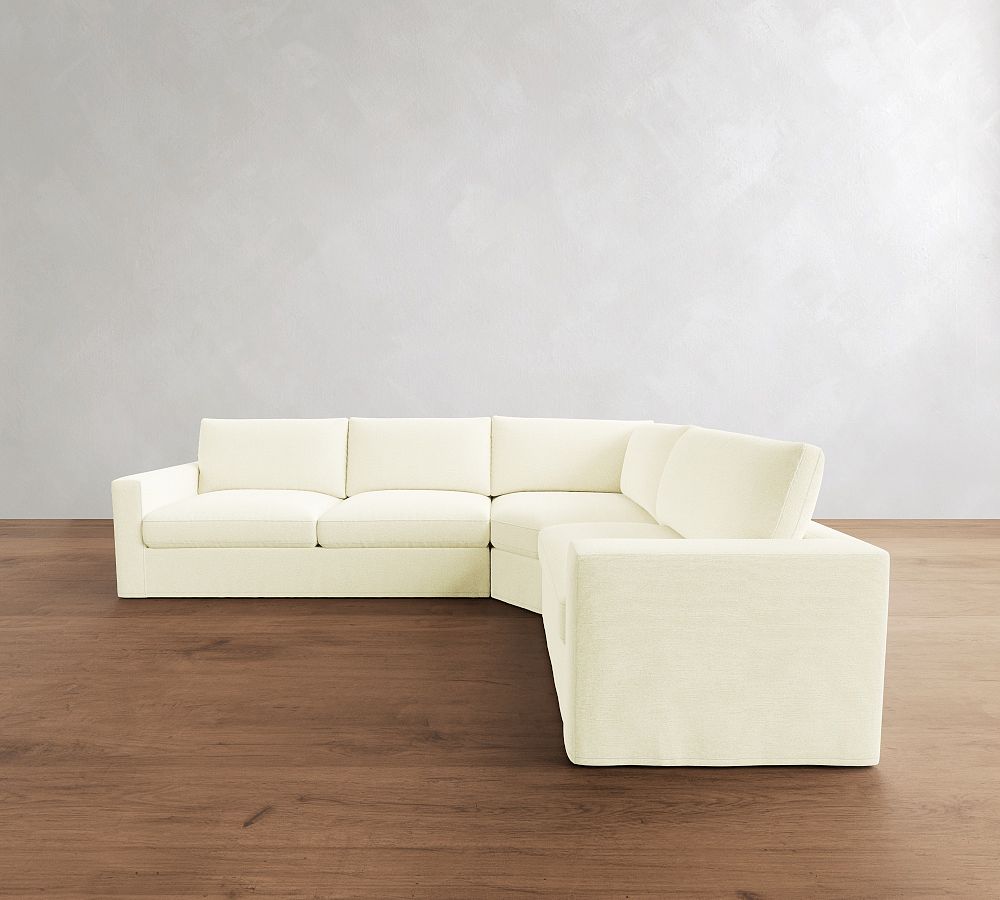 Westwood Square Arm Slipcovered 3-Piece Wedge Sectional (128&quot;)