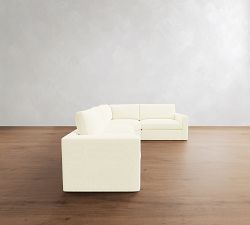 Westwood Square Arm Slipcovered 3-Piece Wedge Sectional (128&quot;)