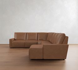 Larkspur Leather Power Reclining L-Shaped Wedge Chaise Sectional (175"-188")