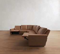 Larkspur Leather Power Reclining L-Shaped Wedge Sectional - Storage Available (142&quot;-155&quot;)