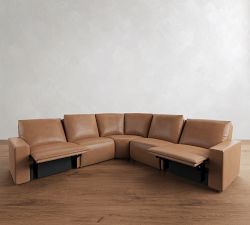 Larkspur Leather Power Reclining L-Shaped Wedge Sectional - Storage Available (142&quot;-155&quot;)