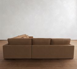 Westwood Fin Arm Deep Seat Leather 3-Piece L-Shaped Wedge Sectional (133&quot;)