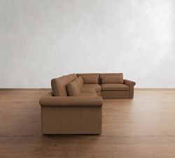 Westwood Roll Arm Deep Seat Leather 3-Piece Wedge Sectional (136&quot;)