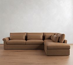 Westwood Roll Arm Deep Seat Leather Return Bumper Sectional (125&quot;-137&quot;)