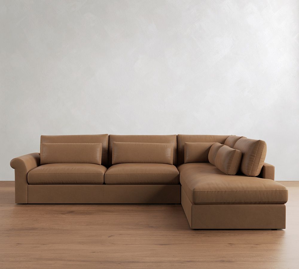 Westwood Roll Arm Deep Seat Leather Return Bumper Sectional (125&quot;-137&quot;)