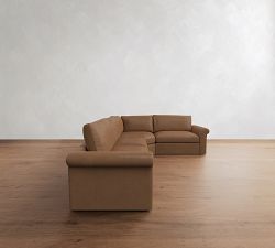 Westwood Roll Arm Leather 3-Piece Wedge Sectional (131")