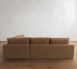 Westwood Square Arm Leather 3-Piece Wedge Sectional (128&quot;)