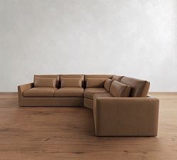Westwood Fin Arm Deep Seat Leather 3-Piece Wedge Sectional (133&quot;)