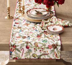 Nostalgic Christmas Icon Cotton Table Runner