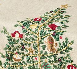 Nostalgic Embroidered Tree Table Runner