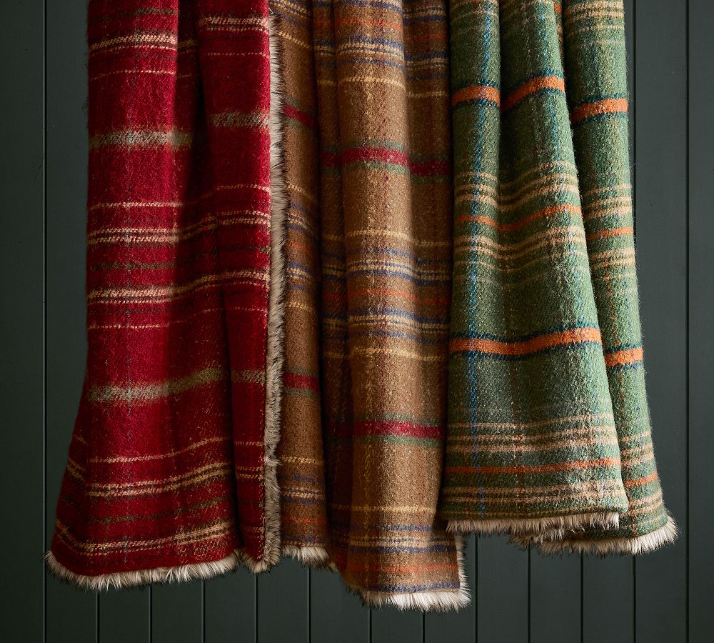 Woodrow Plaid Faux Fur Throw