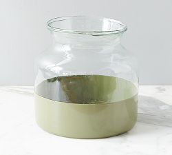 Open Box: Color Block Glass Mason Jar Vase (8.5" H) - Sage Green