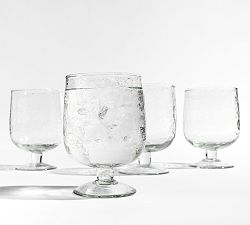 Open Box: Hammered Handcrafted Short Glass Goblets, Set of 4 - Clear