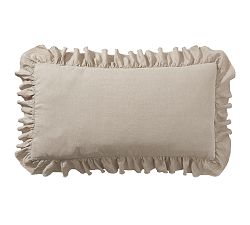 Open Box: Belgian Flax Linen Fringe Ruffle Sham, King, Set of 2 - Warm Gray
