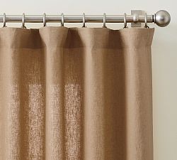 Open Box: Belgian Flax Linen Unlined Curtain, 50" x 108" - Bronze
