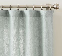 Open Box: Belgian Flax Linen Unlined Curtain, 50" x 96" - Mineral Blue