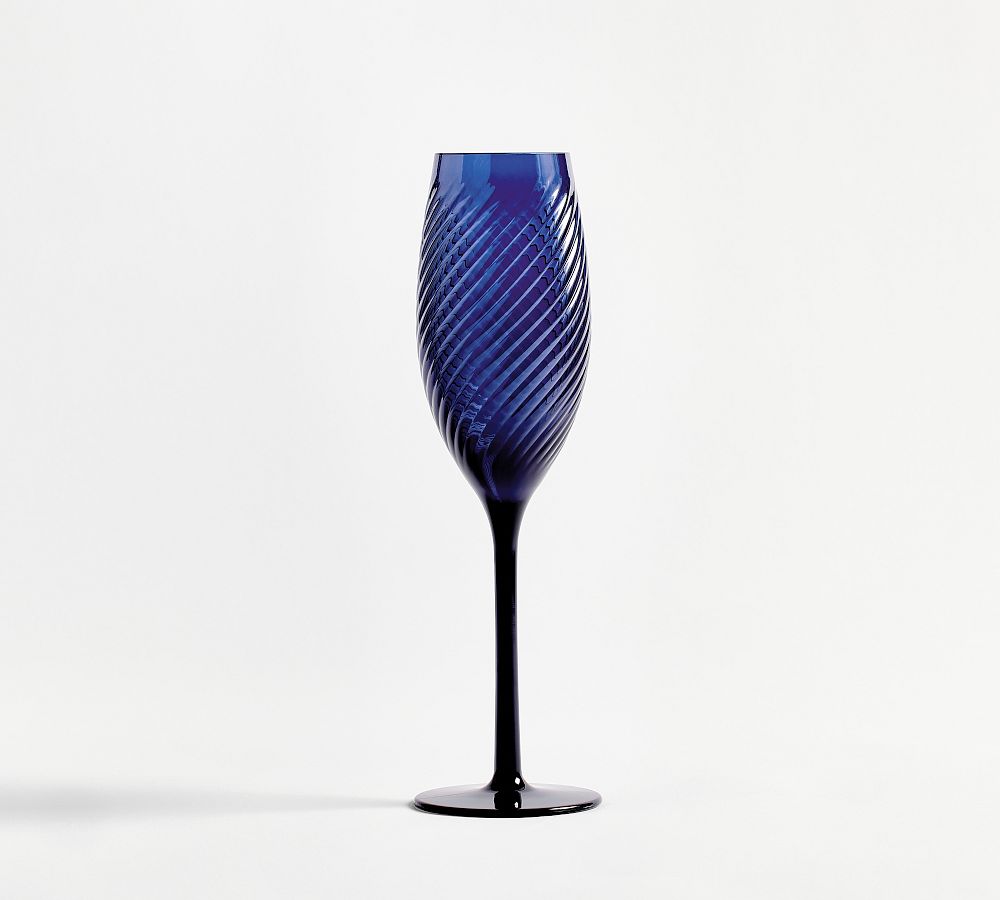 Open Box: Monique Lhuillier Campania Outdoor Champagne Flutes, Set of 4 - Blue