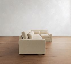 PB Comfort Modern Deep Square Arm Slipcovered 3-Piece Sectional (110&quot;)