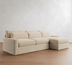 PB Comfort Modern Deep Square Arm Slipcovered Chaise Sectional (100"-126")