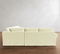 PB Comfort Modern Roll Arm Deep Seat Slipcovered 3-Piece Sectional (112&quot;)