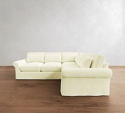 PB Comfort Modern Roll Arm Deep Seat Slipcovered 3-Piece Sectional (112&quot;)
