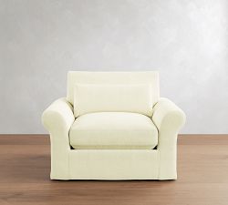 PB Comfort Modern Roll Arm Deep Seat Slipcovered Chair and a Half