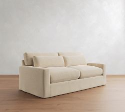 PB Comfort Modern Square Arm Deep Seat Slipcovered Sofa (62&quot;&ndash;118&quot;)
