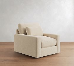 PB Comfort Modern Square Arm Deep Seat Swivel Chair