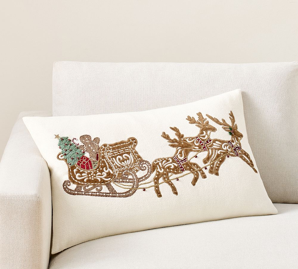 Gingerbread Sleighride Lumbar Pillow