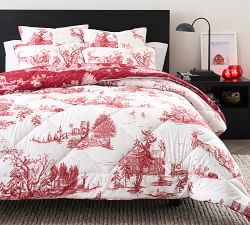 Santa Toile Reversible Percale Comforter Sham