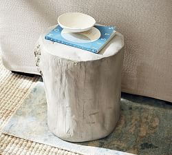 Faux Bois Round Stump Accent Table
