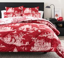Santa Toile Reversible Percale Comforter Sham