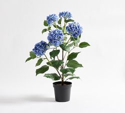 Faux Potted Blue Hydrangea