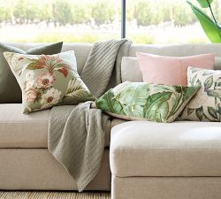 Vintage Islands Tropical Floral Embroidered Pillow