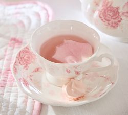 LoveShackFancy Pink Rose Teacups &amp; Saucers - Set of 2