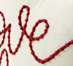 Velvet Love Script Embroidered Pillow Cover