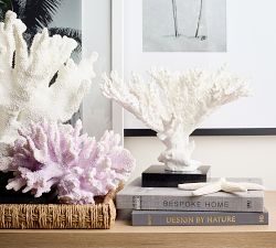 Faux White Branching Coral on Black Stand