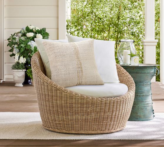 Huntington Wicker Swivel Papasan Lounge Chair Pottery Barn