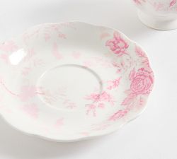 LoveShackFancy Pink Rose Teacups &amp; Saucers - Set of 2