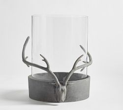 Stag Head Hurricane Candle Holder