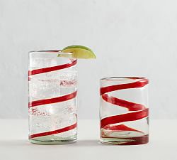 Red Ribbon Handcrafted Drinking Glasses - Set of 6